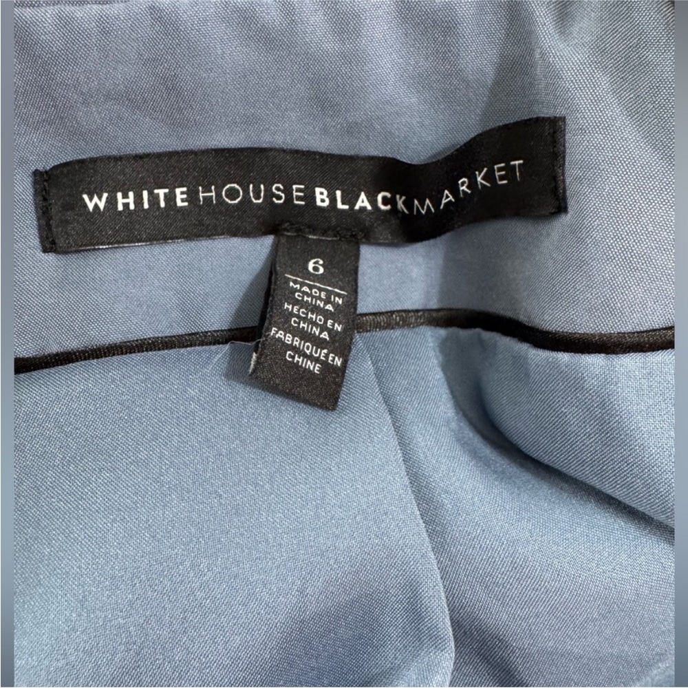 White House Black Market Peplum Jacket Size 6 – Blue Moto Style Zip Front - Picture 5 of 6